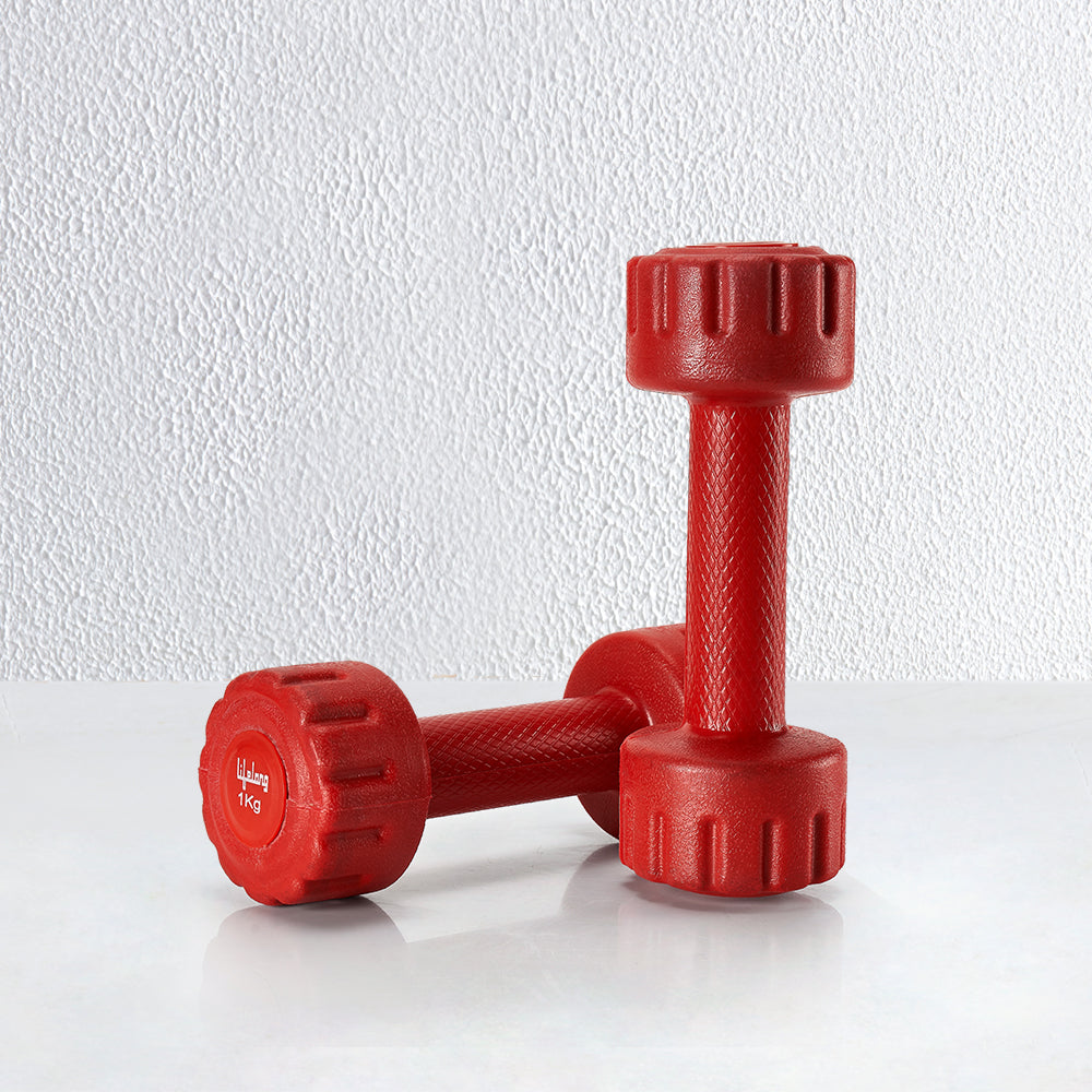PVC Dumbbells Red (1Kg, Pack of 2)