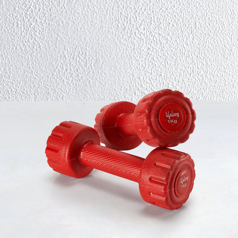 PVC Dumbbells Red (1Kg, Pack of 2)
