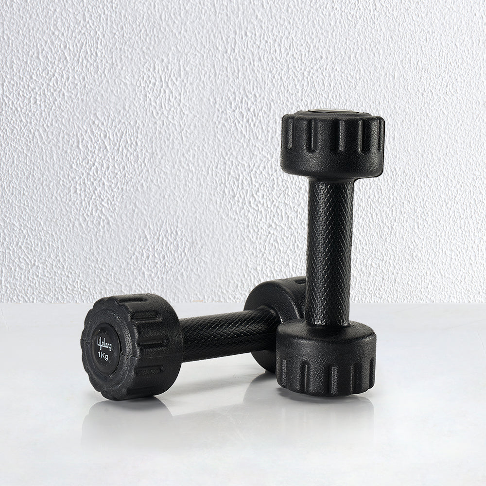 PVC Dumbbells Black (1Kg, Pack of 2)