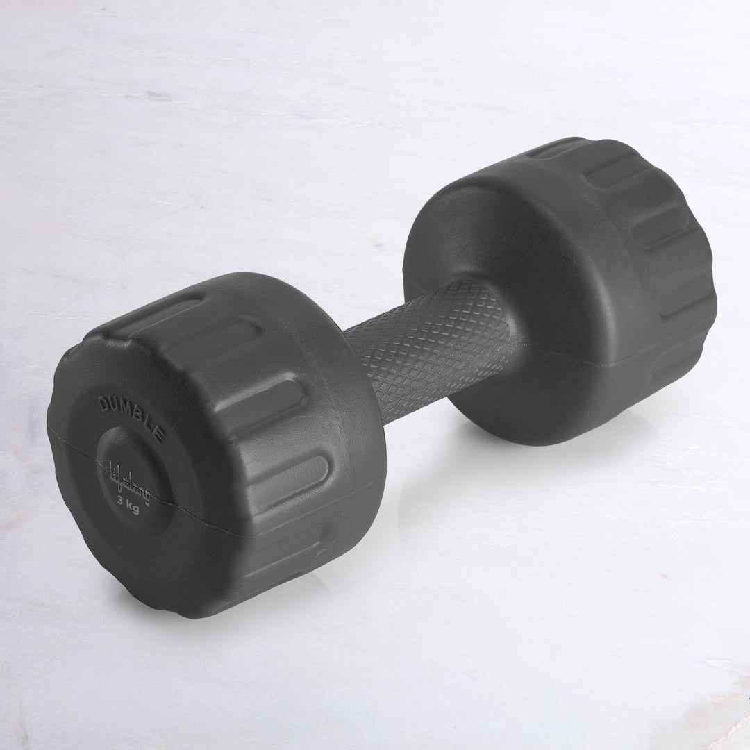 PVC Dumbbells 3 x 2=6kg Weights (Black Color) Fitness Home Gym Exercise Barbell (Pack of 2) Light for Women & Men’s Dumbbell